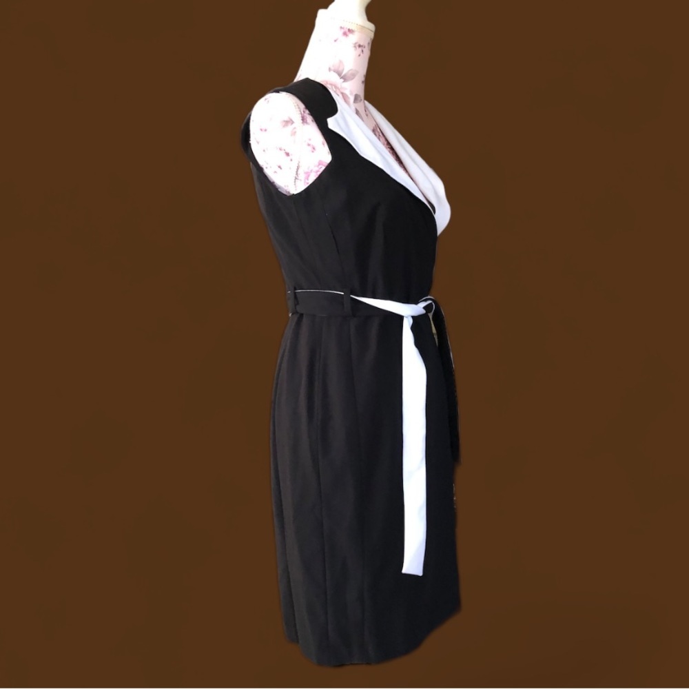 Calvin Klein Women's Belted Wrap Colorblocked Dress - Picture 6 of 6
